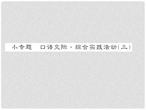 動感課堂九年級語文上冊 第三單元 小專題 口語交際綜合實踐活動（三）課件 （新版）蘇教版