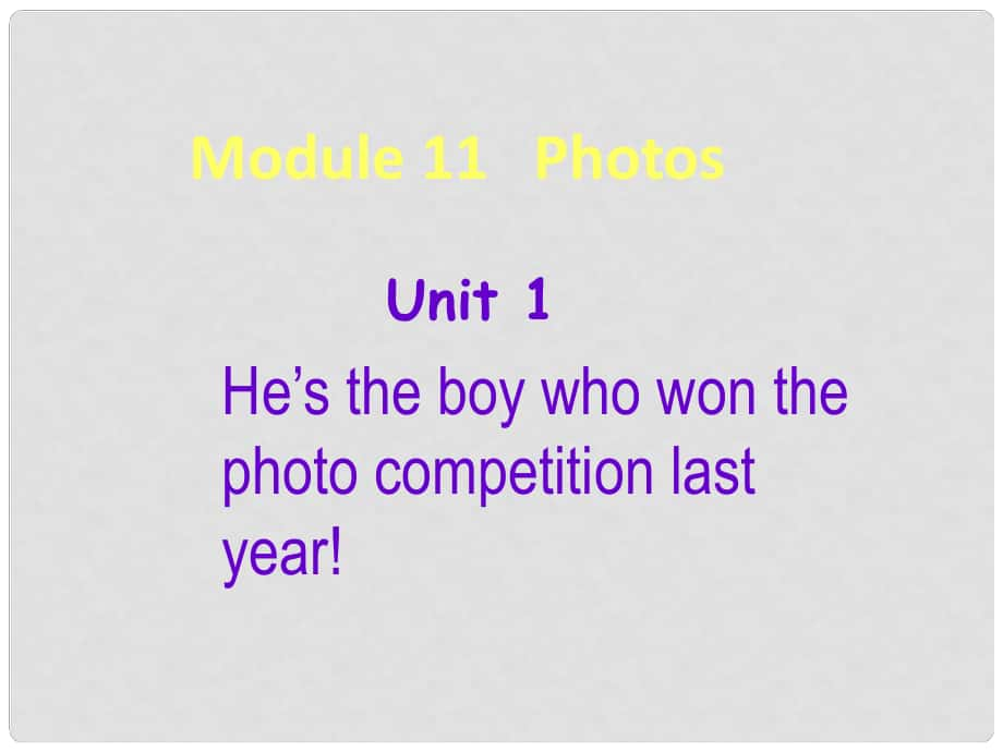 廣西中峰鄉(xiāng)育才中學(xué)九年級(jí)英語上冊(cè) Module 11 Unit 1 He’s the boy who won the photo competition last year教學(xué)課件 （新版）外研版_第1頁