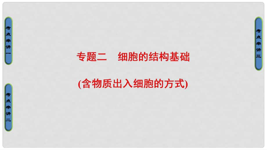 高考生物二轮复习 第1部分 板块1 代谢 专题2 细胞的结构基础课件_第1页