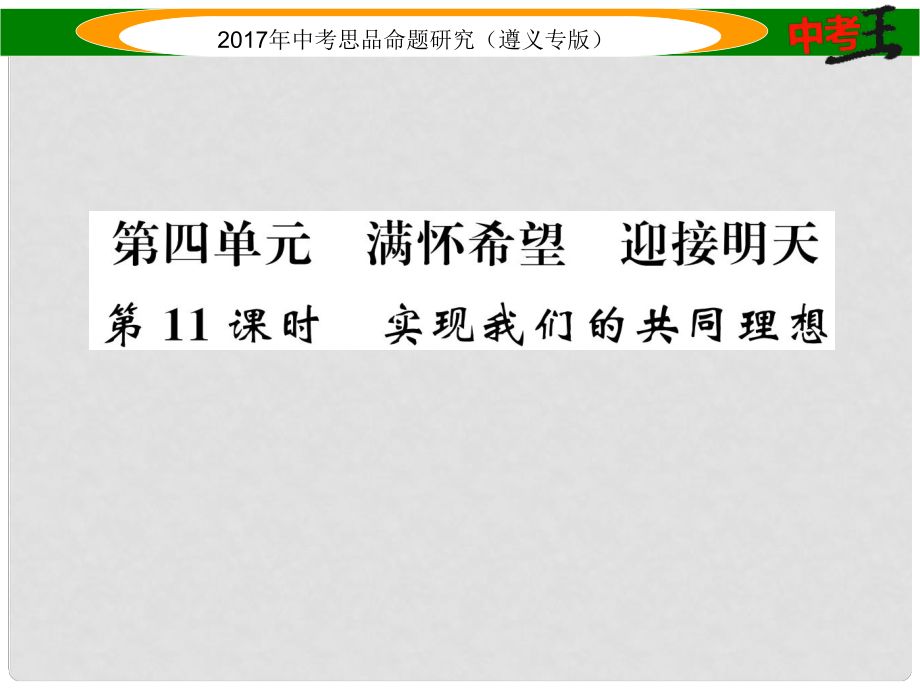 中考政治总复习 第一编 教材知识梳理篇 第四单元 满怀希望 迎接明天（第11课时 实现我们的共同理想）课件_第1页