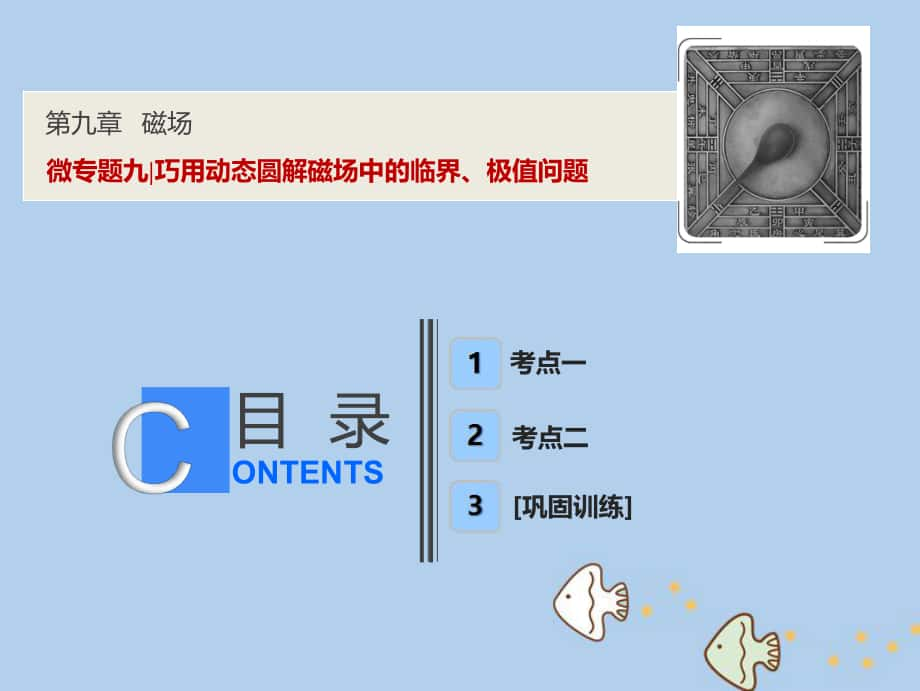 物理第九章 磁場 微專題九 巧用動態(tài)圓解磁場中的臨界、極值問題 新人教版_第1頁