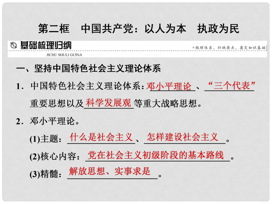 高中政治 第三單元 發(fā)展社會(huì)主義民主政治 第六課 我國(guó)的政黨制度 第二框 中國(guó)共產(chǎn)黨：以人為本 執(zhí)政為民課件 新人教版必修2_第1頁(yè)