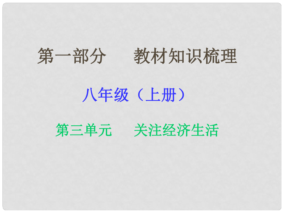 湖南省中考政治 第一部分 教材知识梳理（八上）第三单元 关注经济生活课件1 湘教版_第1页