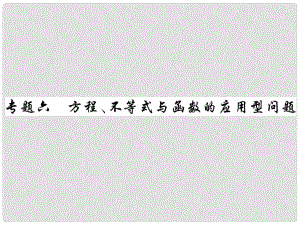 中考數(shù)學總復習 第二輪 中考專題提升 專題六 方程、不等式與函數(shù)的應用型問題（講解本）課件