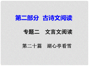 重慶市中考語文試題研究 第二部分 古詩文積累與閱讀 專題二 文言文閱讀 第二十篇 湖心亭看雪課件