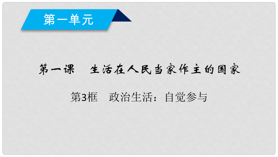 高中政治 第1課 生活在人民當(dāng)家作主的國家 第3框 政治生活自覺參與課件 新人教版必修2_第1頁