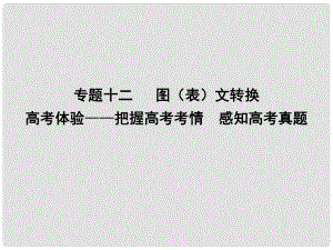 高考語文大一輪復(fù)習(xí) 專題十二 圖（表）文轉(zhuǎn)換 高考體驗(yàn)把握高考考情 感知高考真題課件