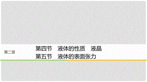 高中物理 第二章 固體、液體和氣體 第四節(jié) 液體的性質(zhì) 液晶 第五節(jié) 液體的表面張力課件 粵教版選修33