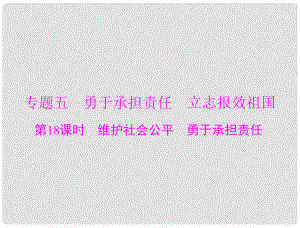 中考政治 第一部分 知識闖關(guān) 能力提升 第18課時 維護社會公平 勇于承擔責任復(fù)習課件