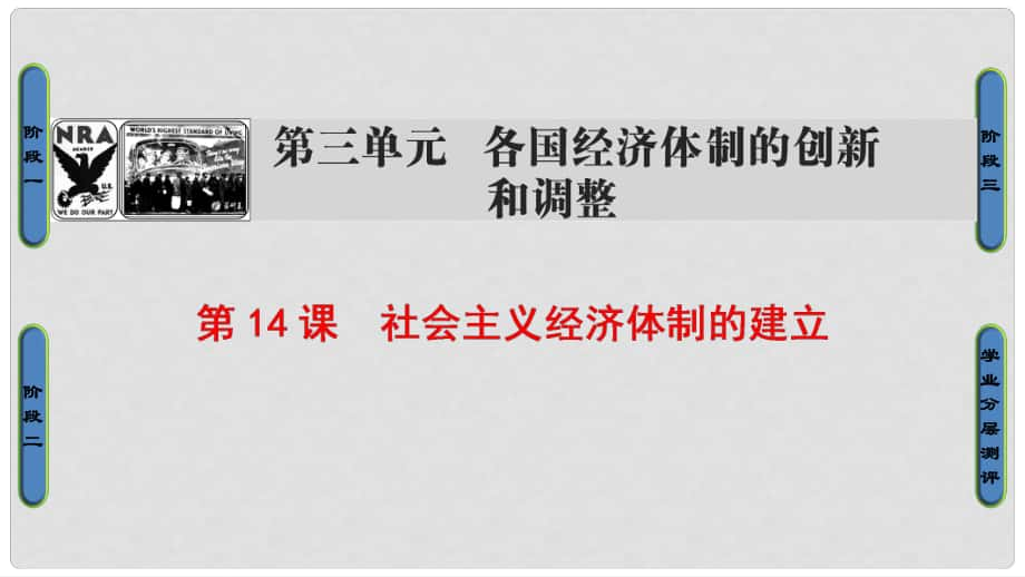 高中歷史 第3單元 各國經(jīng)濟體制的創(chuàng)新和調(diào)整 第14課 社會主義經(jīng)濟體制的建立課件 岳麓版必修2_第1頁