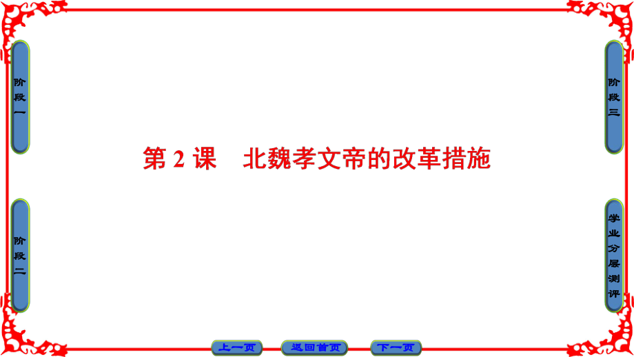 高中歷史 第3單元 北魏孝文帝改革 第2課 北魏孝文帝的改革措施課件 新人教版選修1_第1頁