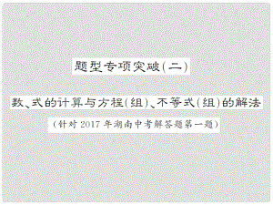 湖南省中考數(shù)學(xué) 第二輪 熱點題型突破 題型專項突破（二）數(shù)、式的計算與方程（組）、不等式（組）的解法講義課件