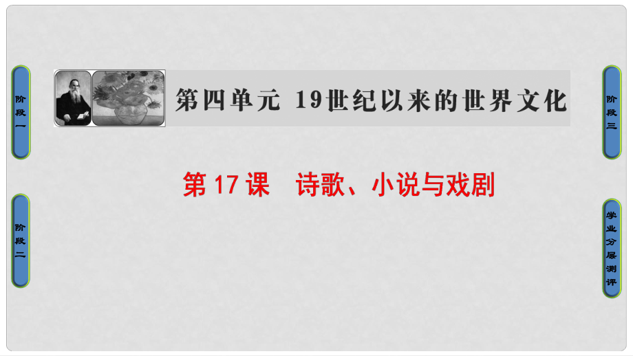 高中歷史 第4單元 19世紀(jì)以來的世界文化 第17課 詩歌、小說與戲劇課件 岳麓版必修3_第1頁