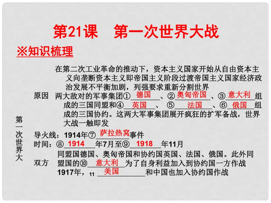 廣東學(xué)導(dǎo)練九年級(jí)歷史上冊(cè) 第21課 第一次世界大戰(zhàn)課件 新人教版_第1頁(yè)