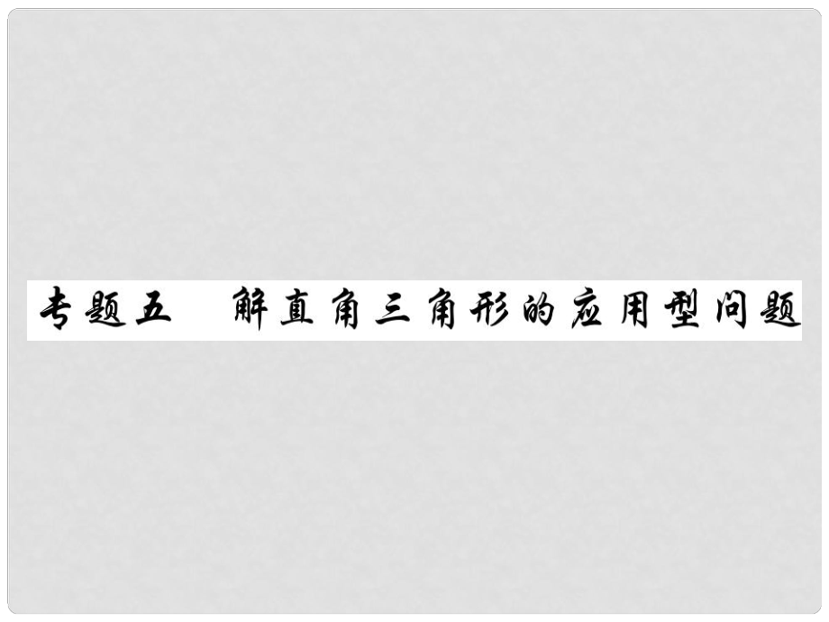 中考數(shù)學(xué)總復(fù)習(xí) 第二輪 中考專題提升 專題五 解直角三角形的應(yīng)用型問題（練冊(cè)本）課件_第1頁(yè)