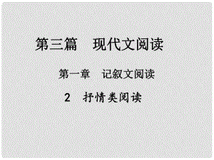 中考新評(píng)價(jià)江西省中考語(yǔ)文總復(fù)習(xí) 第三篇 現(xiàn)代文閱讀 第一章 記敘文閱讀 4 抒情類閱讀（真題2）課件