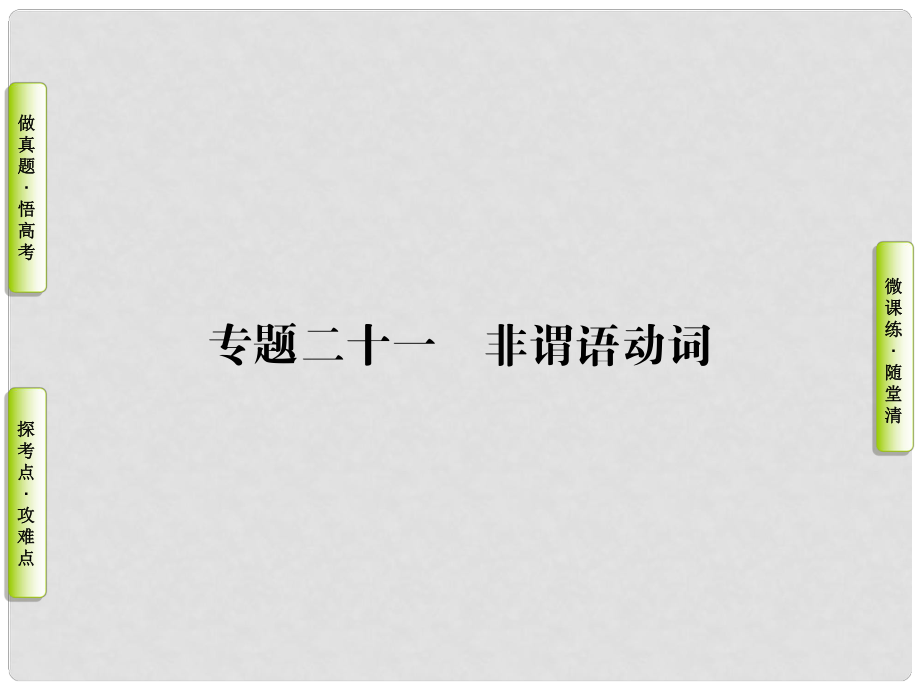 導學教程高三英語二輪復習 第二部分 語法知識講練篇 專題二十一非謂語動詞課件_第1頁