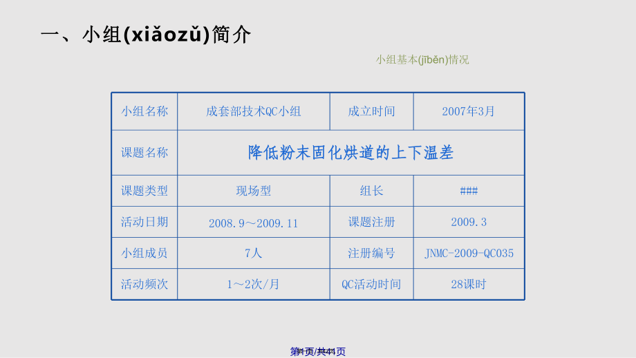 QC小组活动成果发布会PPT模板66877实用教案_第1页