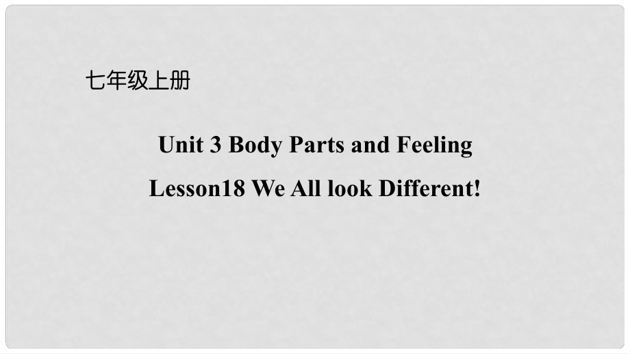 七年級英語上冊 Unit 3 Body Parts and Feeling Lesson 18 We All look Different課件 （新版）冀教版_第1頁