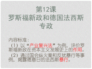 九年級歷史下冊 第三單元 第12課《羅斯福新政和德國法西斯專政》課件2 華東師大版