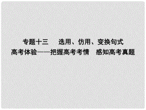 高考語文大一輪復習 專題十三 選用、仿用、變換句式 高考體驗把握高考考情 感知高考真題課件