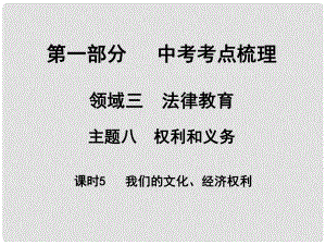 湖南省中考政治 考點(diǎn)梳理 領(lǐng)域三 法律教育 主題八 權(quán)利和義務(wù) 課時(shí)5 我們的文化、經(jīng)濟(jì)權(quán)利課件2