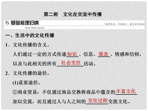 高中政治 第三課 文化的多樣性與文化傳播 第二框 文化在交流中傳播課件 新人教版必修3
