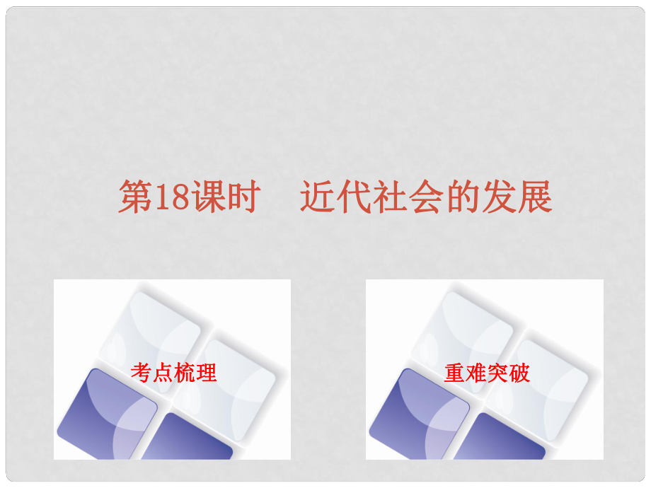 中考歷史 第一篇 教材梳理復習 第四單元 世界古代史、近代史 第18課時 近代社會的發(fā)展課件_第1頁