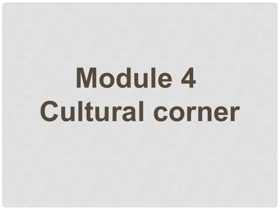 高中英語 Module 4 A Social SurveyMy Neighbourhood Cultural Corner課件2 外研版必修1_第1頁