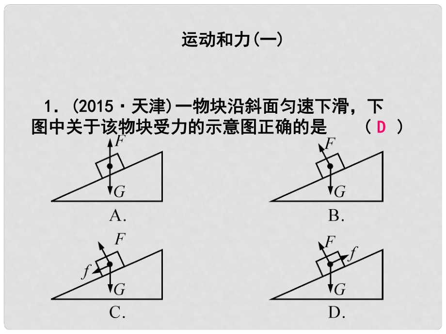 浙江省中考科學(xué)第一輪專題練習(xí)《運(yùn)動(dòng)和力（一）》課件_第1頁