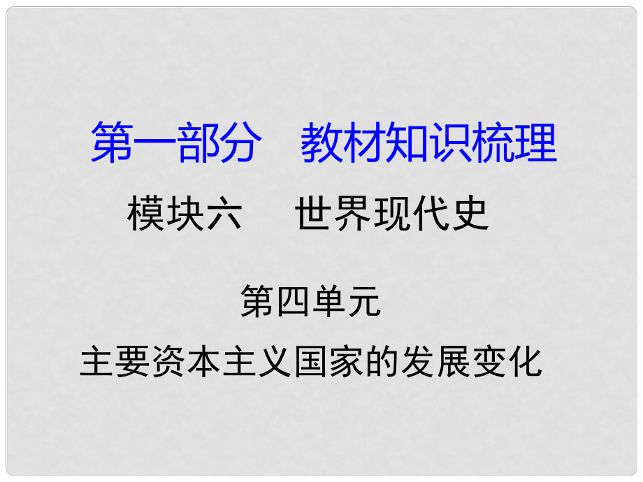 湖南省中考历史 教材知识梳理 模块六 世界现代史 第四单元 主要资本主义国家的发展变化课件 岳麓版_第1页