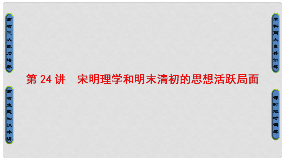 高考歷史一輪復(fù)習(xí) 專題12 中國傳統(tǒng)文化主流思想的演變和古代中國的科學(xué)技術(shù)與文化 第24講 宋明理學(xué)和明末清初的思想活躍局面課件 人民版_第1頁