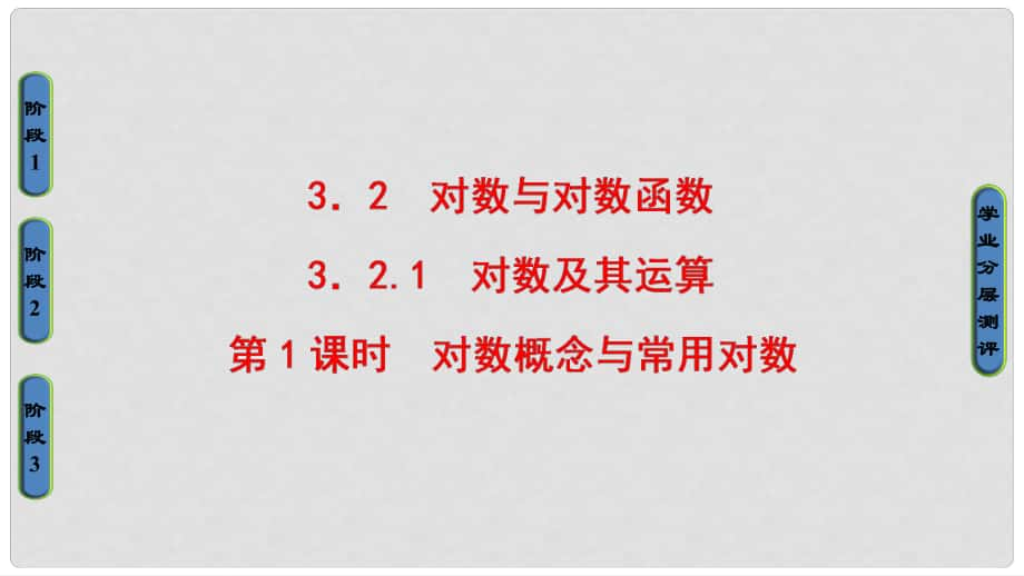 高中數(shù)學(xué) 第三章 基本初等函數(shù)（Ⅰ）3.2.1 第1課時(shí) 對(duì)數(shù)概念與常用對(duì)數(shù)課件 新人教B版必修1_第1頁(yè)