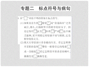 貴州省遵義市九年級語文上冊 小專題復(fù)習(xí)二 標(biāo)點符號與病句習(xí)題課件 語文版