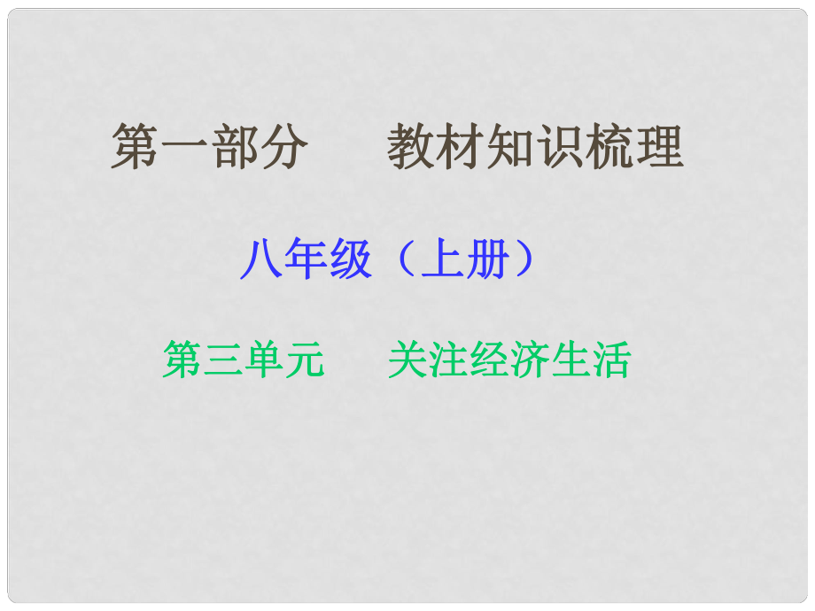 湖南省中考政治 第一部分 教材知识梳理（八上）第三单元 关注经济生活课件2 湘教版_第1页