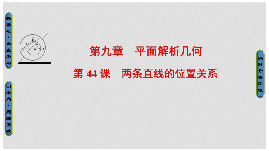 高考数学一轮复习 第九章 平面解析几何 第44课 两条直线的位置关系课件_第1页