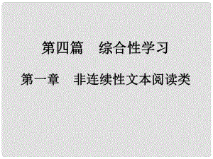 中考新評價(jià)江西省中考語文總復(fù)習(xí) 第四篇 綜合性學(xué)習(xí) 第一章 非連續(xù)性文本閱讀類 1 信息提取、材料探究、賞評課件