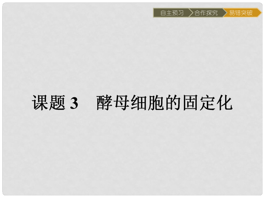 高中生物 專題4 酶的研究與應(yīng)用 課題3 酵母細(xì)胞的固定化課件 新人教版選修1_第1頁