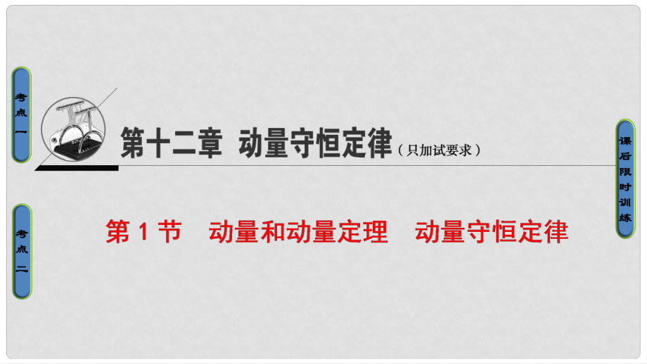 高三物理一輪復習 第12章 動量守恒定律 第1節(jié) 動量和動量定理 動量守恒定律課件_第1頁