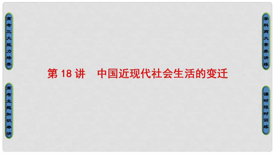 高考历史一轮总复习 第8单元 近代中国资本主义的曲折发展和中国近现代社会生活的变迁 第18讲 中国近现代社会生活的变迁课件 新人教版_第1页