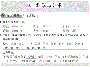 貴州省遵義市九年級語文下冊 第三單元 第12課 科學與藝術習題課件 語文版