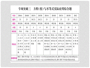 中考數(shù)學(xué)總復(fù)習(xí) 第二輪 中檔題專項(xiàng)突破 專項(xiàng)突破三 方程組與不等式實(shí)際應(yīng)用綜合題課件