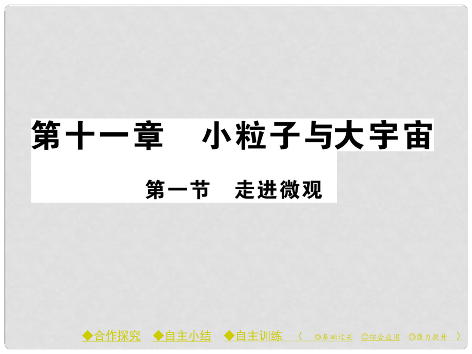 八年級物理全冊 第十一章 小粒子與大宇宙 第一節(jié) 走進微觀課件 （新版）滬科版_第1頁