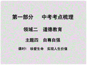 湖南省中考政治 考點(diǎn)梳理 領(lǐng)域二 道德教育 主題四 自尊自強(qiáng) 課時(shí)1 珍愛(ài)生命 實(shí)現(xiàn)人生價(jià)值課件1