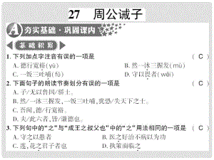 廣西桂林市九年級(jí)語文下冊(cè) 第七單元 27 周公誡子習(xí)題課件 語文版