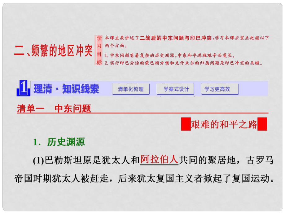 高中歷史 專題五 烽火連綿的局部戰(zhàn)爭 二 頻繁的地區(qū)沖突課件 人民版選修3_第1頁