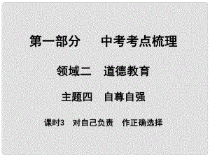 湖南省中考政治 考點(diǎn)梳理 領(lǐng)域二 道德教育 主題四 自尊自強(qiáng) 課時(shí)3 對自己負(fù)責(zé) 作正確選擇課件2