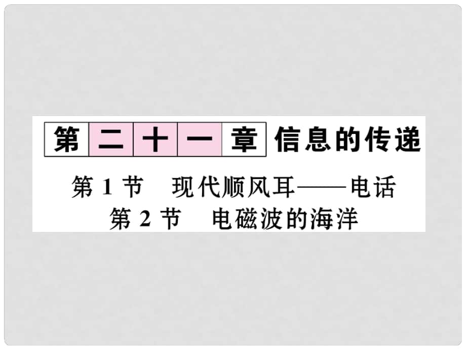 九年級(jí)物理全冊(cè) 第21章 信息的傳遞 第12節(jié) 現(xiàn)代順風(fēng)耳—電話 電磁波的海洋課件 （新版）新人教版_第1頁(yè)