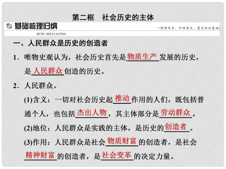 高中政治 第十一課 尋覓社會(huì)的真諦 第二框 社會(huì)歷史的主體課件 新人教版必修4_第1頁(yè)