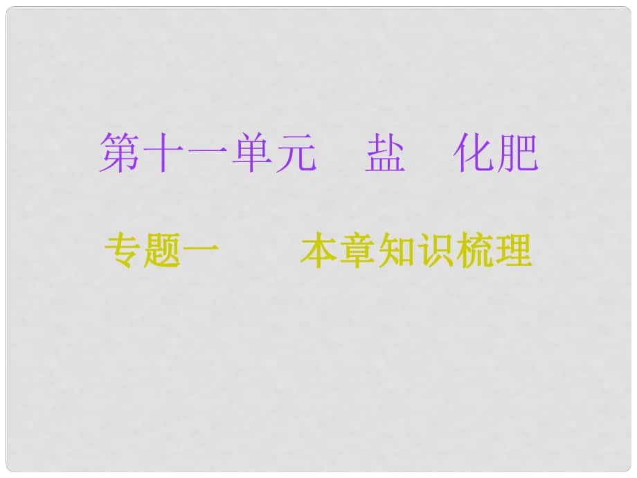 九年級化學下冊 第11單元 鹽 化肥 專題一 本章知識梳理課件 （新版）新人教版_第1頁